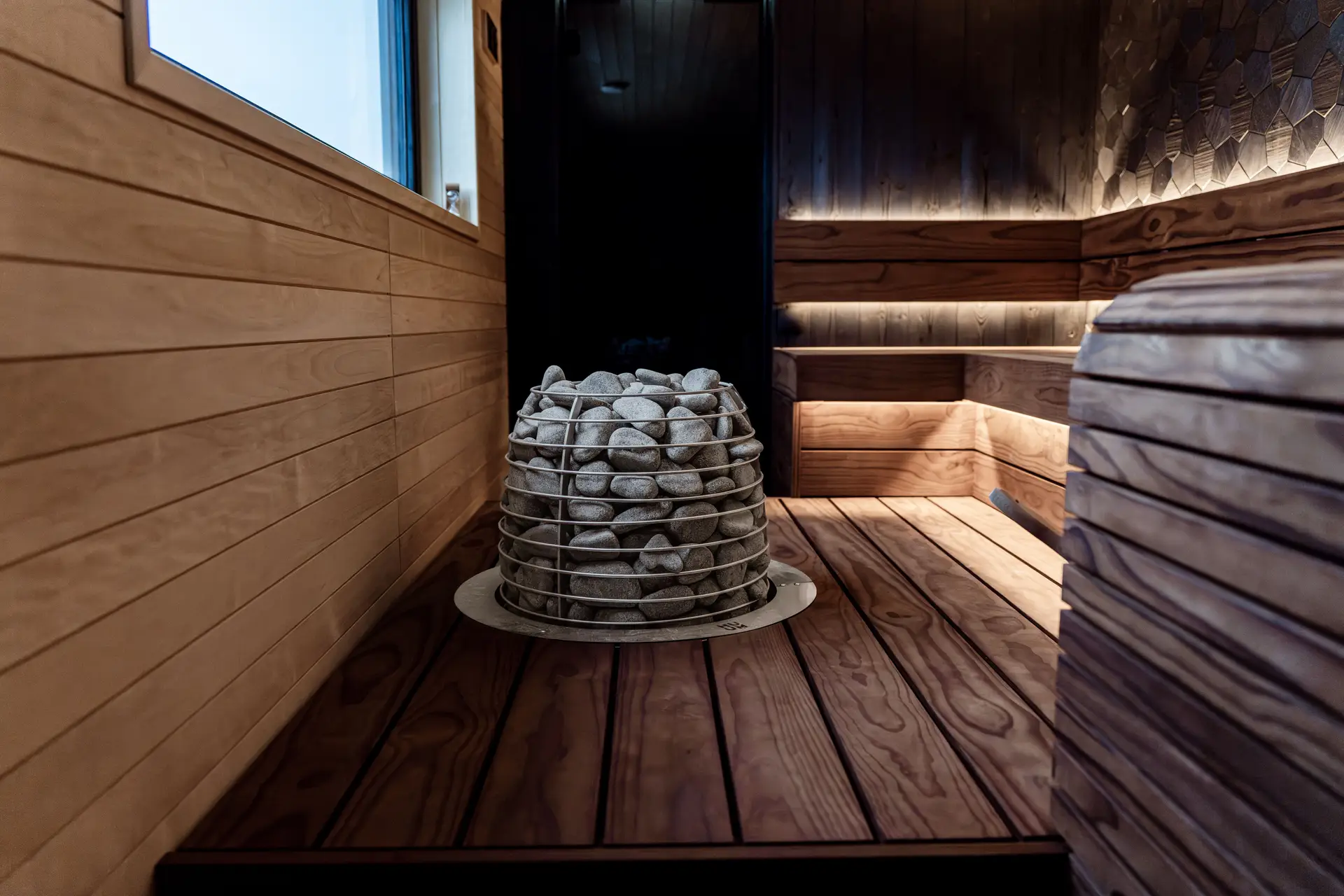 Natural stone texture and timber grain close up