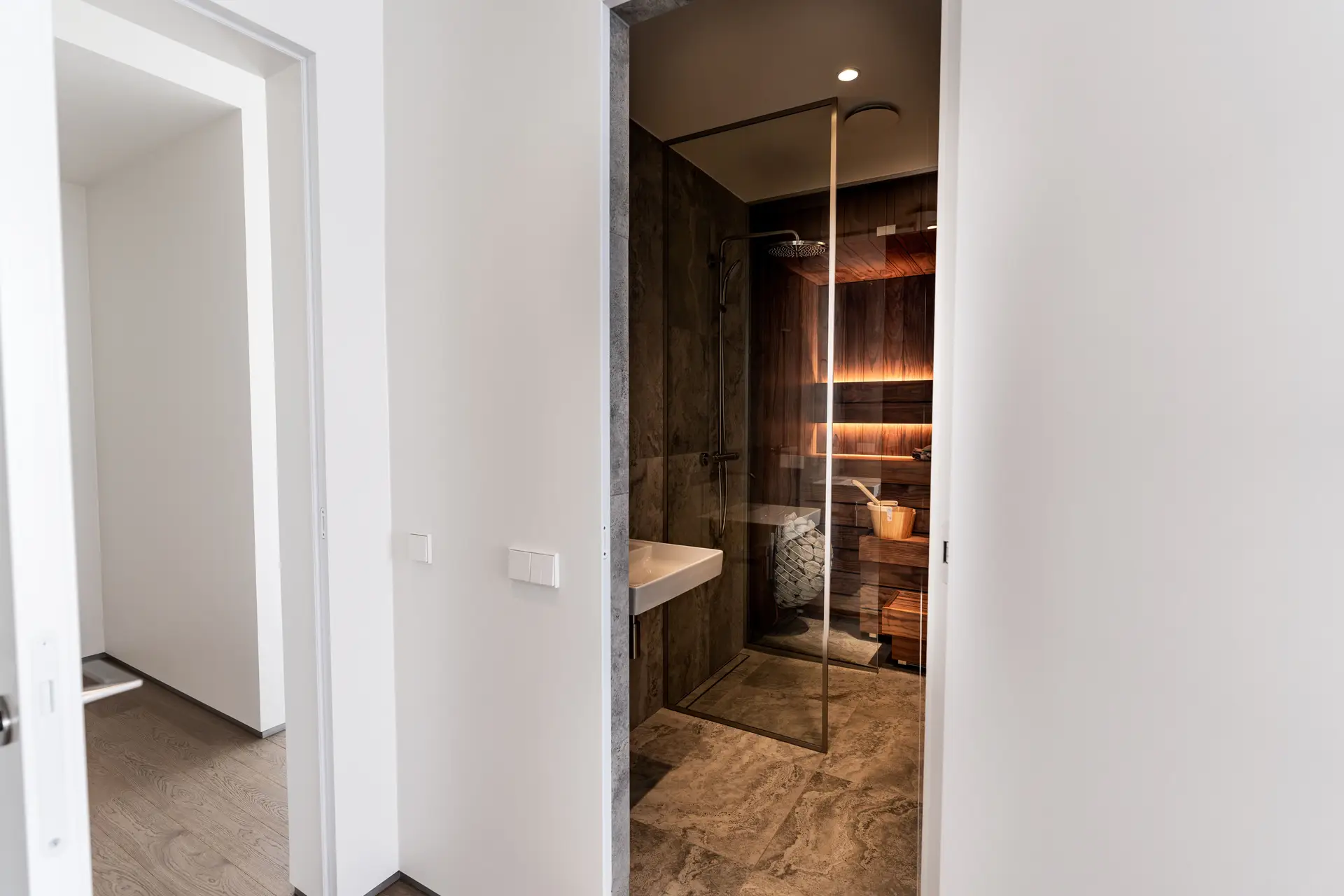 Clean architectural surfaces and glass styling